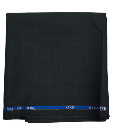 J.Hampstead Men's Wool Checks Super 120's 1.30 Meter Unstitched Trouser Fabric (Dark Blue)