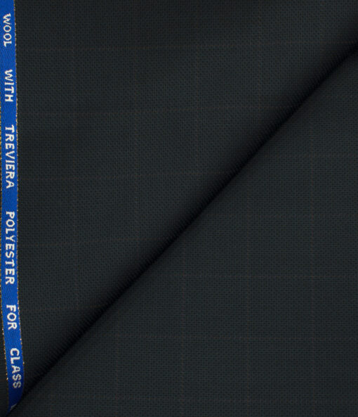 J.Hampstead Men's Wool Checks Super 120's 1.30 Meter Unstitched Trouser Fabric (Dark Blue)