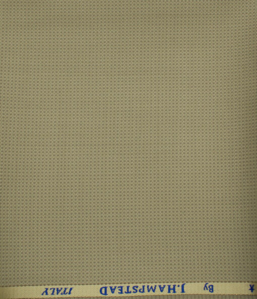 J.Hampstead Men's Wool Structured Super 120's 1.30 Meter Unstitched Trouser Fabric (Beige)