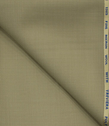 J.Hampstead Men's Wool Structured Super 120's 1.30 Meter Unstitched Trouser Fabric (Beige)