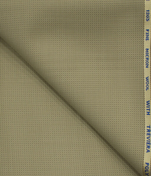 J.Hampstead Men's Wool Structured Super 120's 1.30 Meter Unstitched Trouser Fabric (Beige)