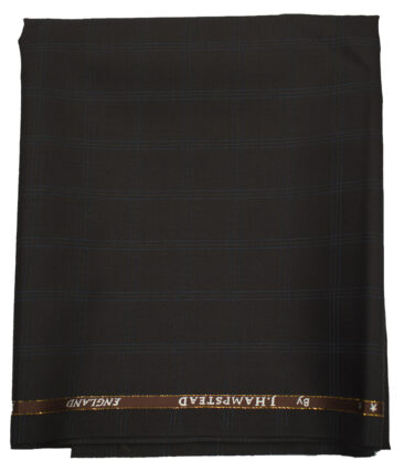 J.Hampstead Men's Wool Checks Super 100's 1.30 Meter Unstitched Trouser Fabric (Dark Wine)
