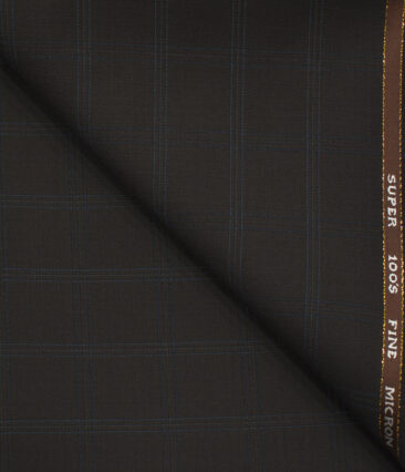 J.Hampstead Men's Wool Checks Super 100's 1.30 Meter Unstitched Trouser Fabric (Dark Wine)