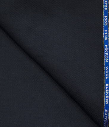 J.Hampstead Men's Wool Structured Super 100's 1.30 Meter Unstitched Trouser Fabric (Dark Blue)