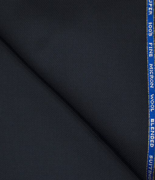 J.Hampstead Men's Wool Structured Super 100's 1.30 Meter Unstitched Trouser Fabric (Dark Blue)