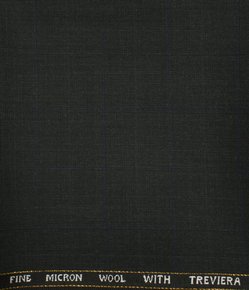 J.Hampstead Men's Wool Checks Super 120's 1.30 Meter Unstitched Trouser Fabric (Blackish Grey)