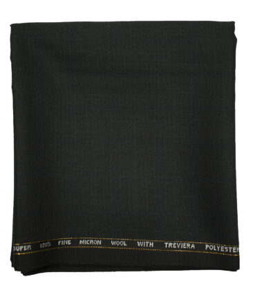 J.Hampstead Men's Wool Checks Super 120's 1.30 Meter Unstitched Trouser Fabric (Blackish Grey)