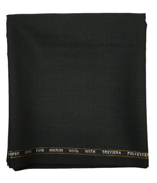 J.Hampstead Men's Wool Checks Super 120's 1.30 Meter Unstitched Trouser Fabric (Blackish Grey)