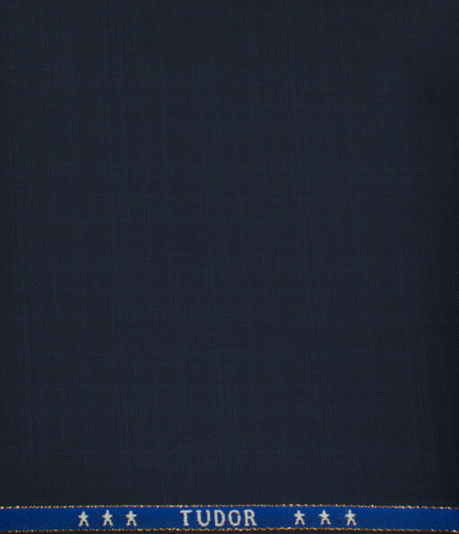 J.Hampstead Men's Wool Checks Super 120's 1.30 Meter Unstitched Trouser Fabric (Dark Blue)