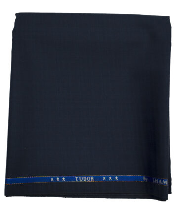 J.Hampstead Men's Wool Checks Super 120's 1.30 Meter Unstitched Trouser Fabric (Dark Blue)