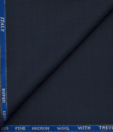 J.Hampstead Men's Wool Checks Super 120's 1.30 Meter Unstitched Trouser Fabric (Dark Blue)