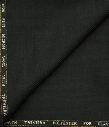 J.Hampstead Men's Wool Structured Super 120's1.30 Meter Unstitched Trouser Fabric (Blackish Grey)