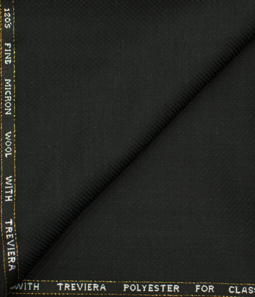 J.Hampstead Men's Wool Structured Super 120's1.30 Meter Unstitched Trouser Fabric (Blackish Grey)
