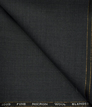 J.Hampstead Men's Wool Structured Super 100's 1.30 Meter Unstitched Trouser Fabric (Dark Grey )