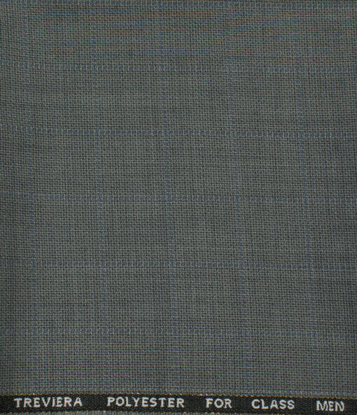J.Hampstead Men's Wool Checks Super 120's 1.30 Meter Unstitched Trouser Fabric (Light Grey )