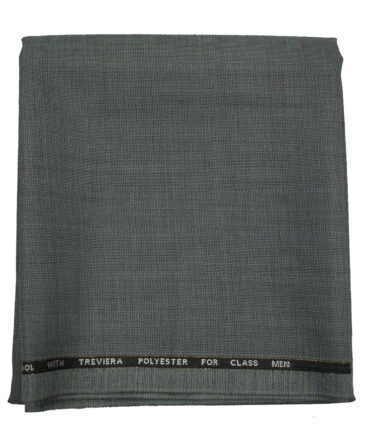 J.Hampstead Men's Wool Checks Super 120's 1.30 Meter Unstitched Trouser Fabric (Light Grey )