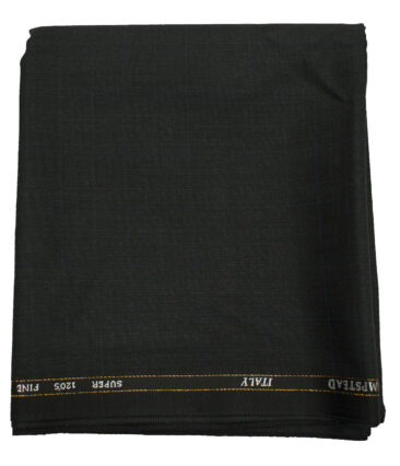 J.Hampstead Men's Wool Checks 1.30 Meter Unstitched Trouser Fabric (Blackish Grey)