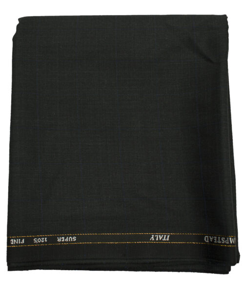 J.Hampstead Men's Wool Checks 1.30 Meter Unstitched Trouser Fabric (Blackish Grey)