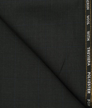 J.Hampstead Men's Wool Checks 1.30 Meter Unstitched Trouser Fabric (Blackish Grey)