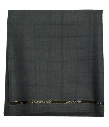 J.Hampstead Men's Wool Checks 1.30 Meter Unstitched Trouser Fabric (Grey )