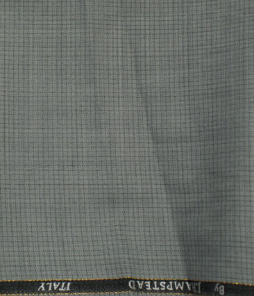 J.Hampstead Men's Wool Checks 1.30 Meter Unstitched Trouser Fabric (Light Grey )