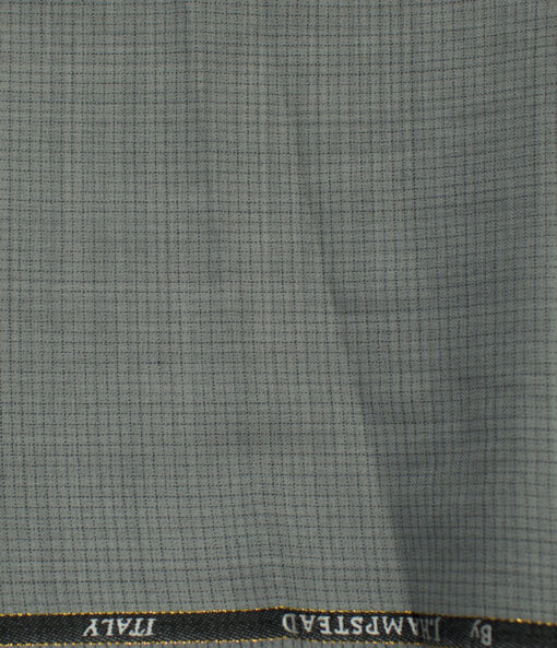 J.Hampstead Men's Wool Checks 1.30 Meter Unstitched Trouser Fabric (Light Grey )