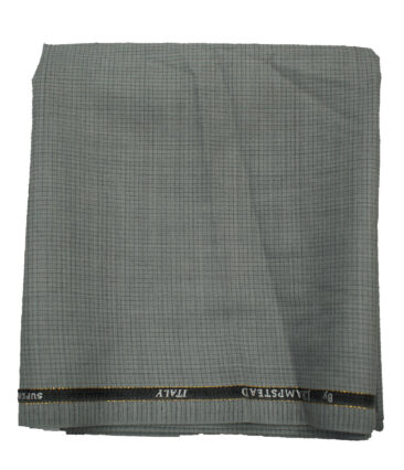 J.Hampstead Men's Wool Checks 1.30 Meter Unstitched Trouser Fabric (Light Grey )