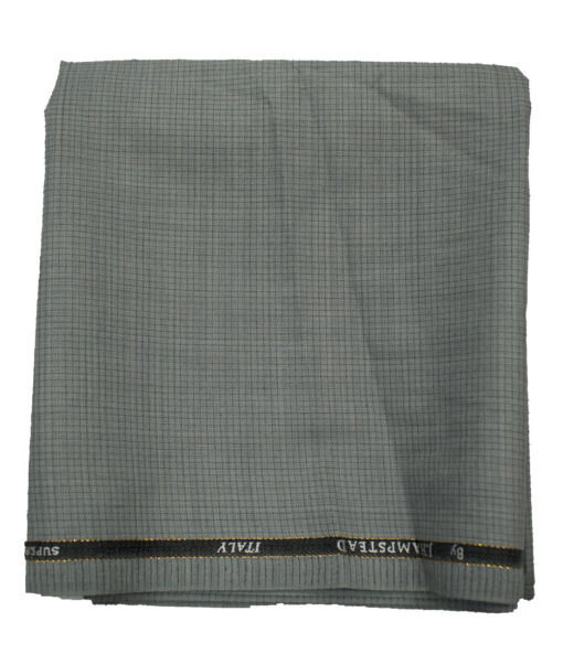 J.Hampstead Men's Wool Checks 1.30 Meter Unstitched Trouser Fabric (Light Grey )