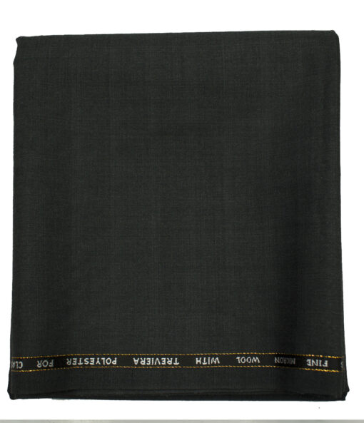 J.Hampstead Men's Wool Checks 1.30 Meter Unstitched Trouser Fabric (Blackish Grey)