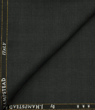 J.Hampstead Men's Wool Checks 1.30 Meter Unstitched Trouser Fabric (Blackish Grey)