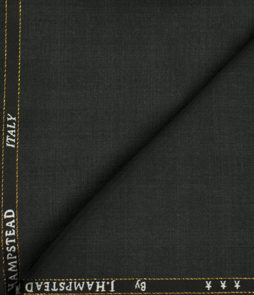 J.Hampstead Men's Wool Checks 1.30 Meter Unstitched Trouser Fabric (Blackish Grey)