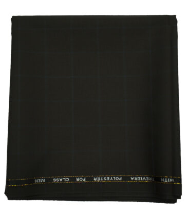 J.Hampstead Men's Wool Checks Super 120's 1.30 Meter Unstitched Trouser Fabric (Dark Brown)