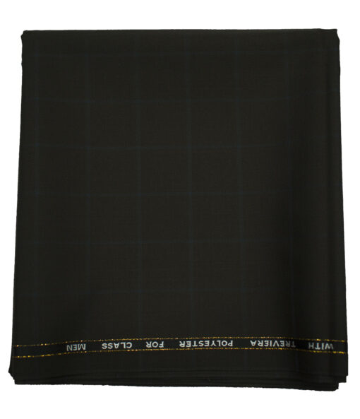 J.Hampstead Men's Wool Checks Super 120's 1.30 Meter Unstitched Trouser Fabric (Dark Brown)