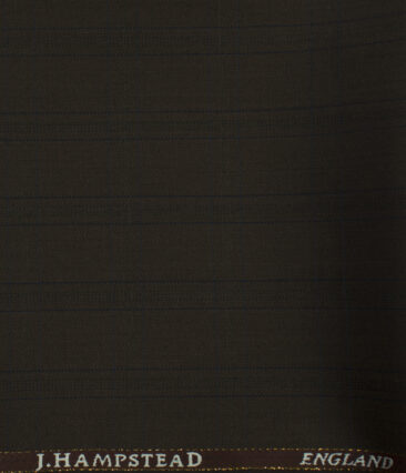 J.Hampstead Men's Wool Checks Super 100's 1.30 Meter Unstitched Trouser Fabric (Dark Brown)