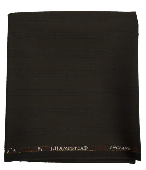 J.Hampstead Men's Wool Checks Super 100's 1.30 Meter Unstitched Trouser Fabric (Dark Brown)