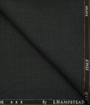 J.Hampstead Men's Wool Self Design Super 120's 1.30 Meter Unstitched Trouser Fabric (Dark Grey)