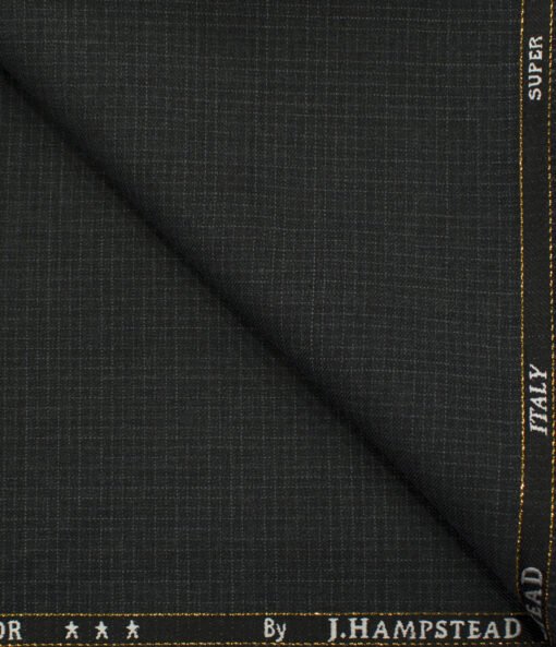 J.Hampstead Men's Wool Self Design Super 120's 1.30 Meter Unstitched Trouser Fabric (Dark Grey)