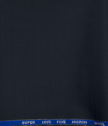 J.Hampstead Men's Wool Self Design Super 120's 1.30 Meter Unstitched Trouser Fabric (Dark Blue)