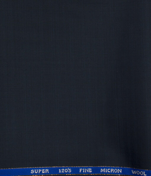 J.Hampstead Men's Wool Self Design Super 120's 1.30 Meter Unstitched Trouser Fabric (Dark Blue)