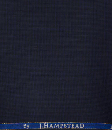 J.Hampstead Men's Wool Self Design Super 100's 1.30 Meter Unstitched Trouser Fabric (Dark Royal Blue)