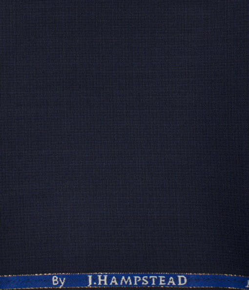 J.Hampstead Men's Wool Self Design Super 100's 1.30 Meter Unstitched Trouser Fabric (Dark Royal Blue)