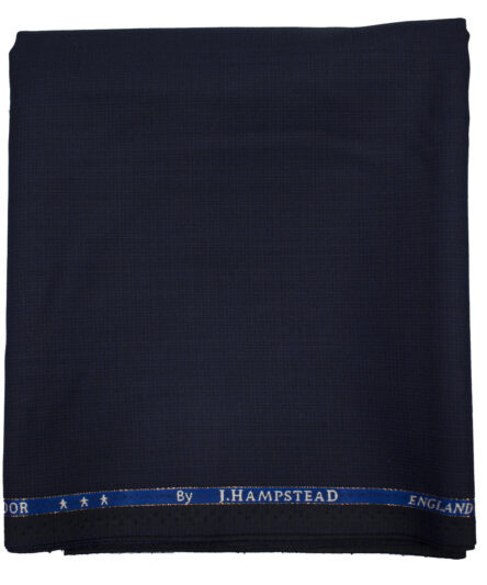 J.Hampstead Men's Wool Self Design Super 100's 1.30 Meter Unstitched Trouser Fabric (Dark Royal Blue)