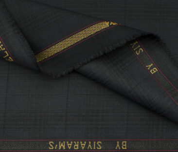 Siyaram's Men's Terry Rayon Checks 3.75 Meter Unstitched Suiting Fabric (Dark Grey)
