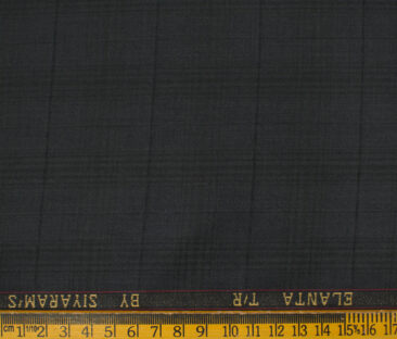 Siyaram's Men's Terry Rayon Checks 3.75 Meter Unstitched Suiting Fabric (Dark Grey)