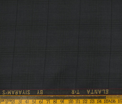 Siyaram's Men's Terry Rayon Checks 3.75 Meter Unstitched Suiting Fabric (Dark Grey)
