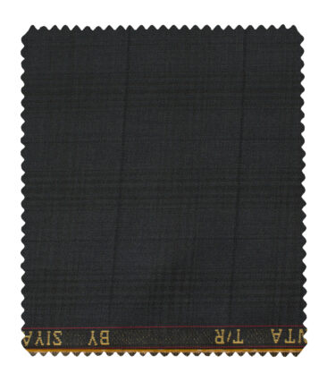 Siyaram's Men's Terry Rayon Checks 3.75 Meter Unstitched Suiting Fabric (Dark Grey)