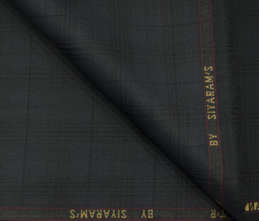 Siyaram's Men's Terry Rayon Checks 3.75 Meter Unstitched Suiting Fabric (Dark Grey)