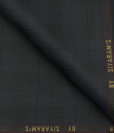 Siyaram's Men's Terry Rayon Checks 3.75 Meter Unstitched Suiting Fabric (Dark Grey)
