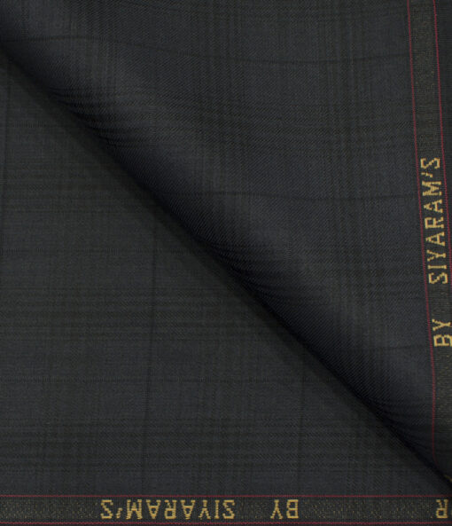 Siyaram's Men's Terry Rayon Checks 3.75 Meter Unstitched Suiting Fabric (Dark Grey)