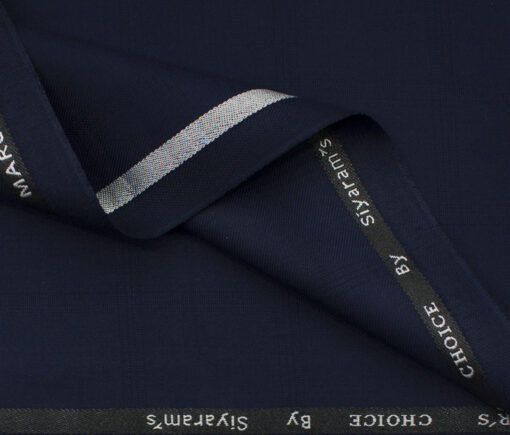 Siyaram's Men's Terry Rayon Checks 3.75 Meter Unstitched Suiting Fabric (Dark Royal Blue)